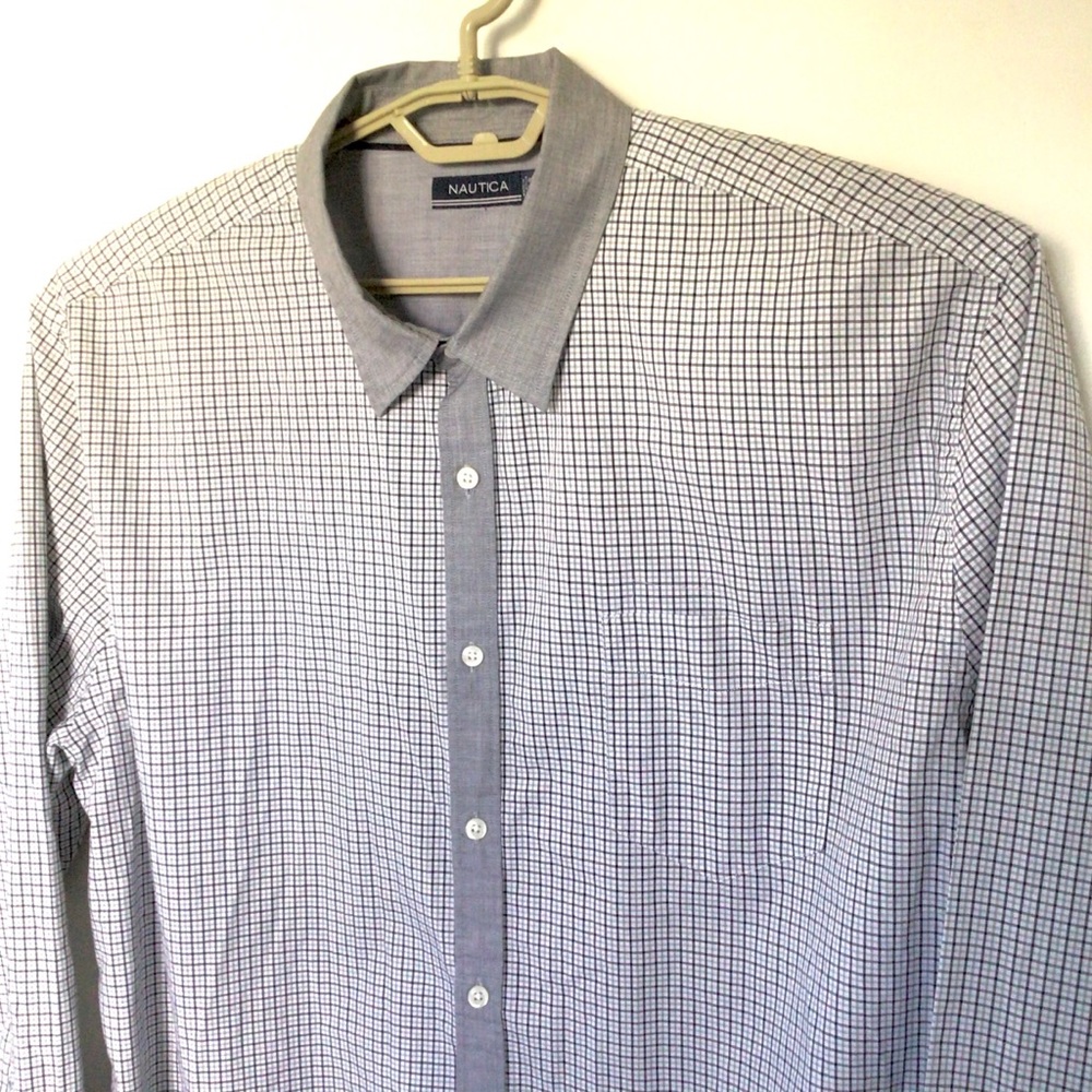Nautica Men Long Sleeve Shirt Size 3XL White Gray
